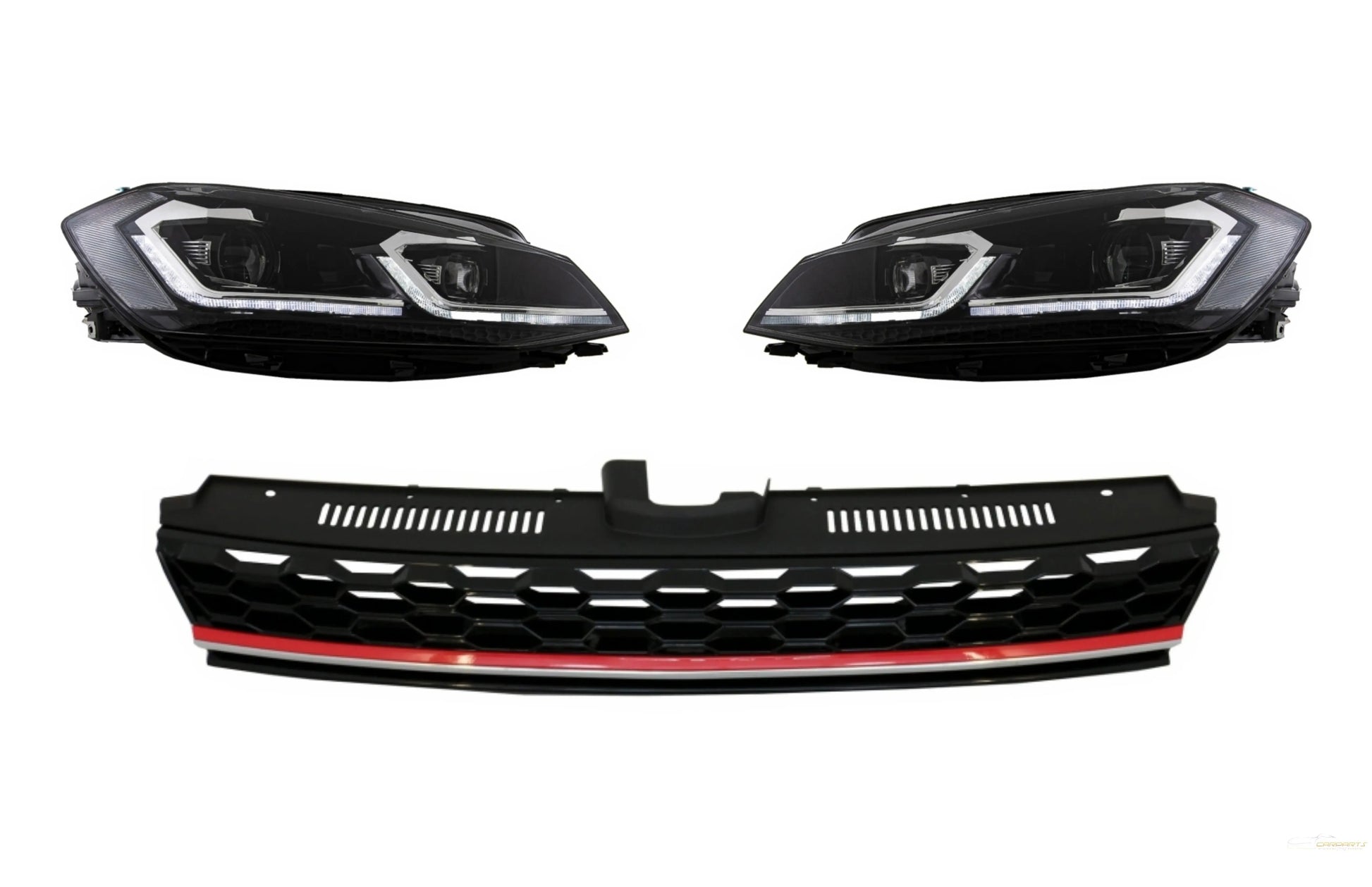 Kühlergrill Ohne Emblem Mit LED-Scheinwerfern Und Sequentiellen Dynamischen Blinkern, Geeignet Für VW Golf 7.5 VII Facelift GTI-Design KITT