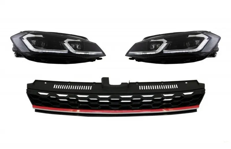 Kühlergrill Ohne Emblem Mit RHD-LED-Scheinwerfern, Sequentiellen Dynamischen Blinkern, Geeignet Für VW Golf 7,5 VII Facelift GTI-Design KITT