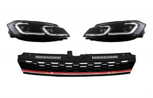 Kühlergrill Ohne Emblem Mit RHD-LED-Scheinwerfern, Sequentiellen Dynamischen Blinkern, Geeignet Für VW Golf 7,5 VII Facelift GTI-Design KITT