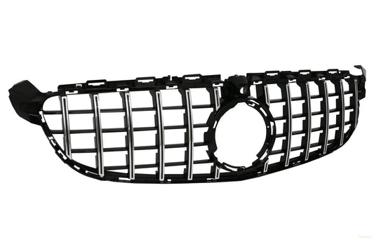 Kühlergrill Passend Für Mercedes C-Klasse C63 W205 Limousine S205 T-Modell A205 Cabriolet C205 Coupé (03.2018-2020) Mit Kamera Schwarz Verchromt KITT