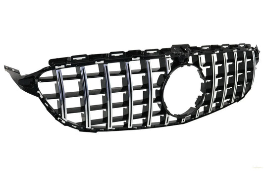Kühlergrill Passend Für Mercedes C-Klasse W205 S205 A205 C205 (2014-2018) GT-R Panamericana Design Chrom Mit 360 Kamera KITT