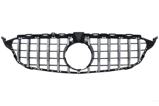 Kühlergrill Passend Für Mercedes C-Klasse W205 S205 C205 (2014-2018) GT-R Panamericana Design Schwarz Chrom Mit/Ohne 360 Kamera KITT Specials