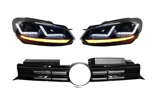 Kühlergrill Passend Für VW Golf VI (2008-2012) Mit Osram Xenon-Scheinwerfern LED Dynamisches Blinklicht R20 Design Osram