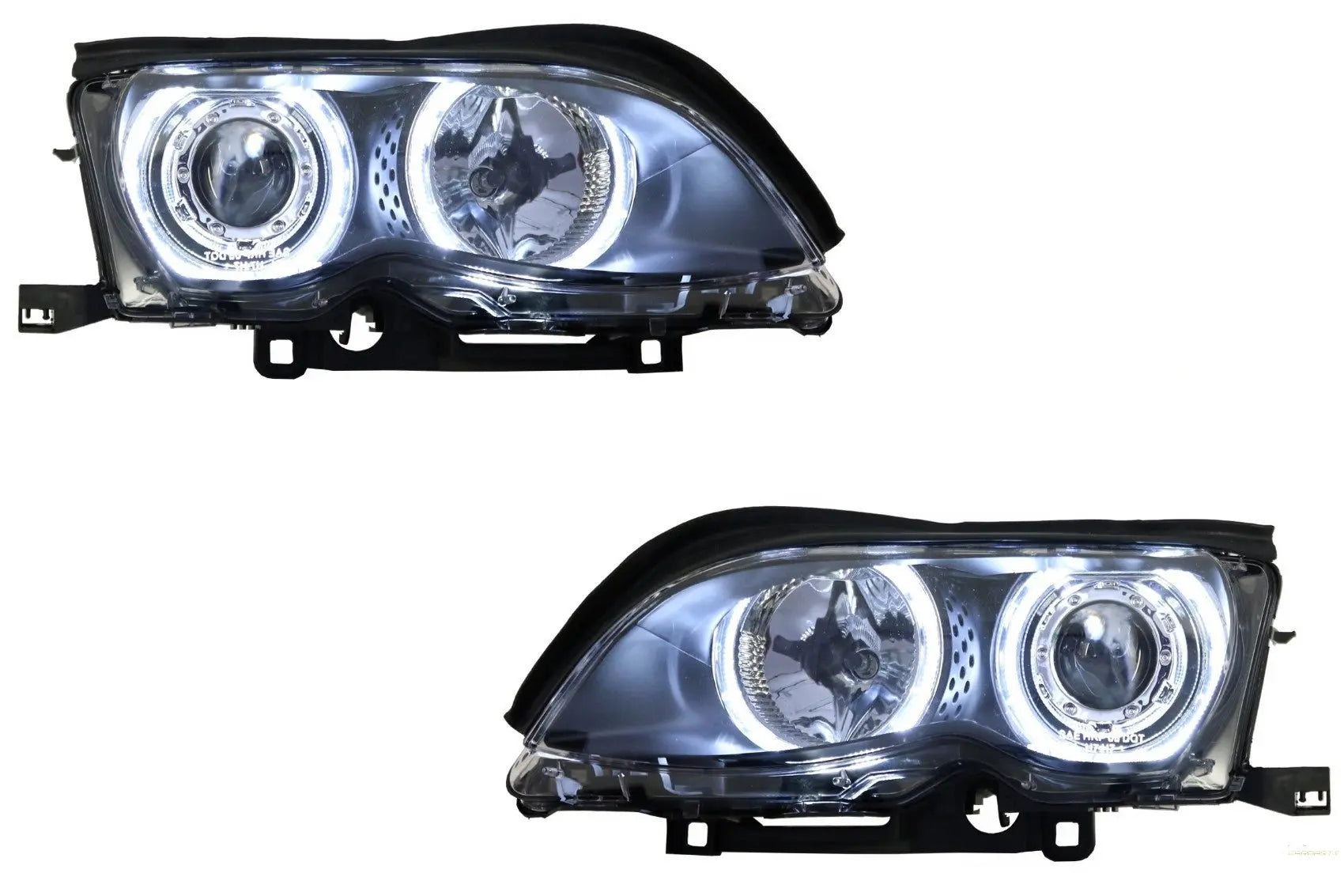 LED Angel Eyes Scheinwerfer Passend Für BMW 3er E46 (09.2001-03.2005) Xenon Design Schwarz KITT Lightning