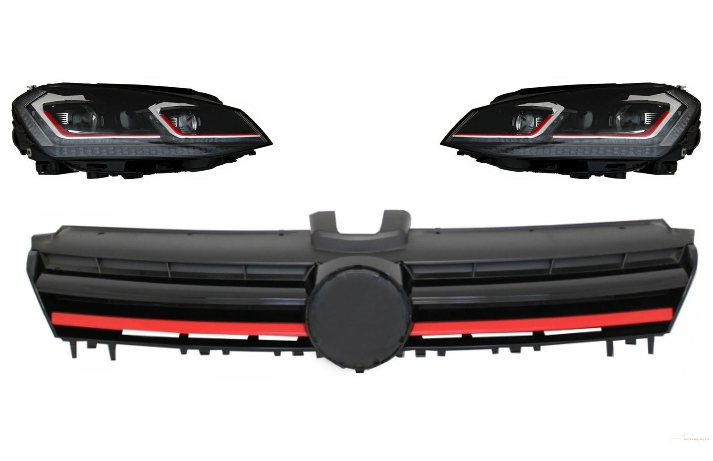 LED-Scheinwerfer Bi-Xenon-Optik Passend Für VW Golf 7 VII Facelift G7.5 GTI-Design Mit Sequentiellen Dynamischen Blinkern Mit Zentralem Kühlergrill KITT