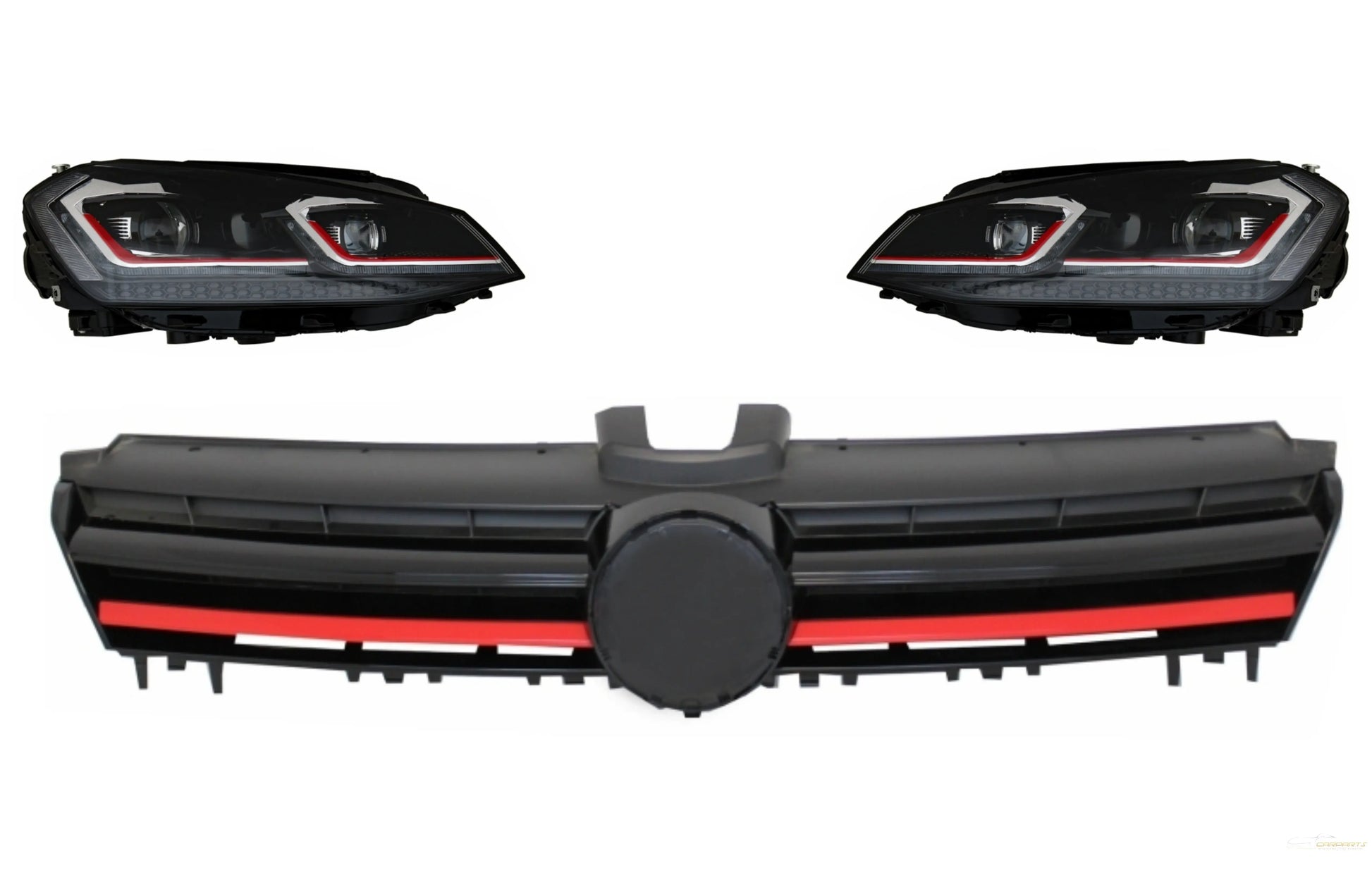 LED-Scheinwerfer Bi-Xenon-Optik Passend Für VW Golf 7 VII Facelift G7.5 GTI-Design Mit Sequentiellen Dynamischen Blinkern Mit Zentralem Kühlergrill KITT