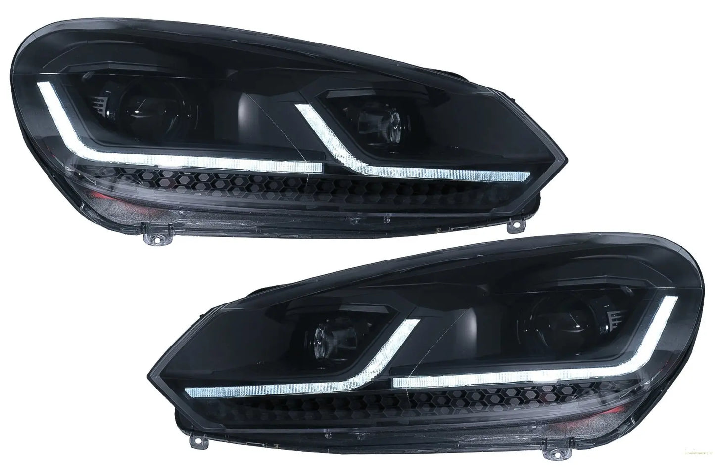 LED Scheinwerfer Passend Für VW Golf 6 (2008-2013) Mit Facelift G7.5 Look Schwarz Fließend Dynamisches Sequentielles Abbiegelicht LHD KITT Specials