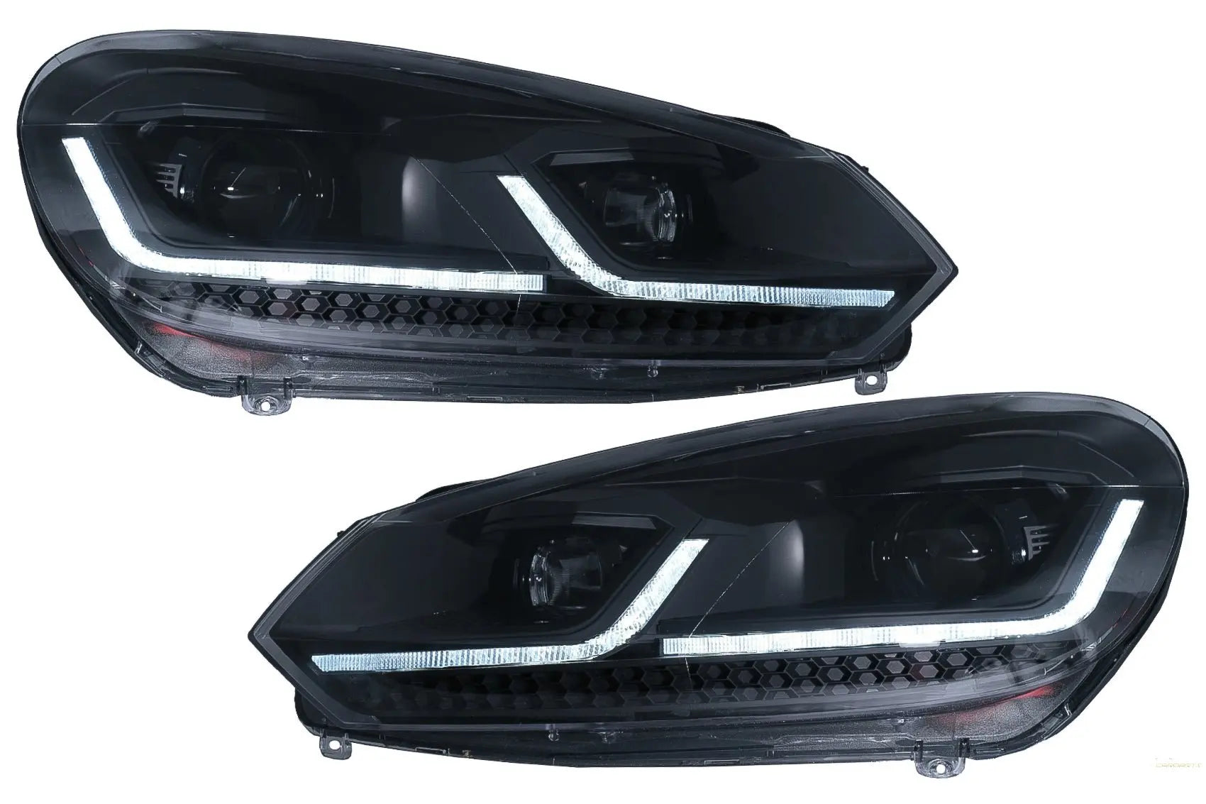 LED Scheinwerfer Passend Für VW Golf 6 (2008-2013) Mit Facelift G7.5 Look Schwarz Fließend Dynamisches Sequentielles Abbiegelicht LHD KITT Specials