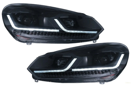 LED Scheinwerfer Passend Für VW Golf 6 (2008-2013) Mit Facelift G7.5 Look Schwarz Fließend Dynamisches Sequentielles Abbiegelicht LHD KITT Specials