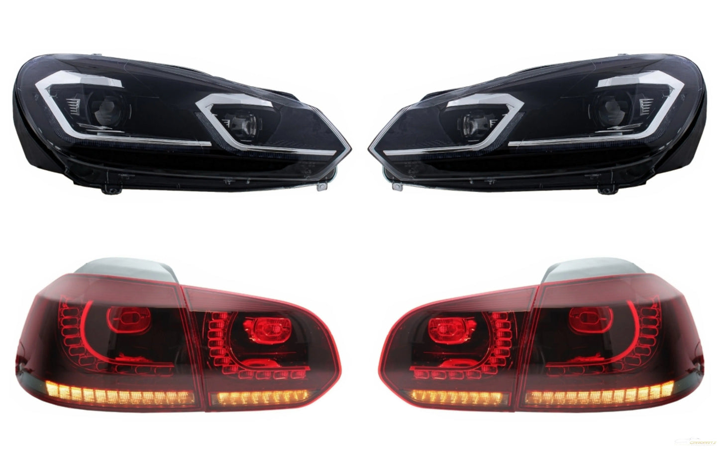 LED Scheinwerfer Und Rückleuchten Passend Für VW Golf 6 VI (2008-2013) Mit Facelift G7.5 Look Silber Fließend Dynamischer Sequenzieller Blinker LHD KITT