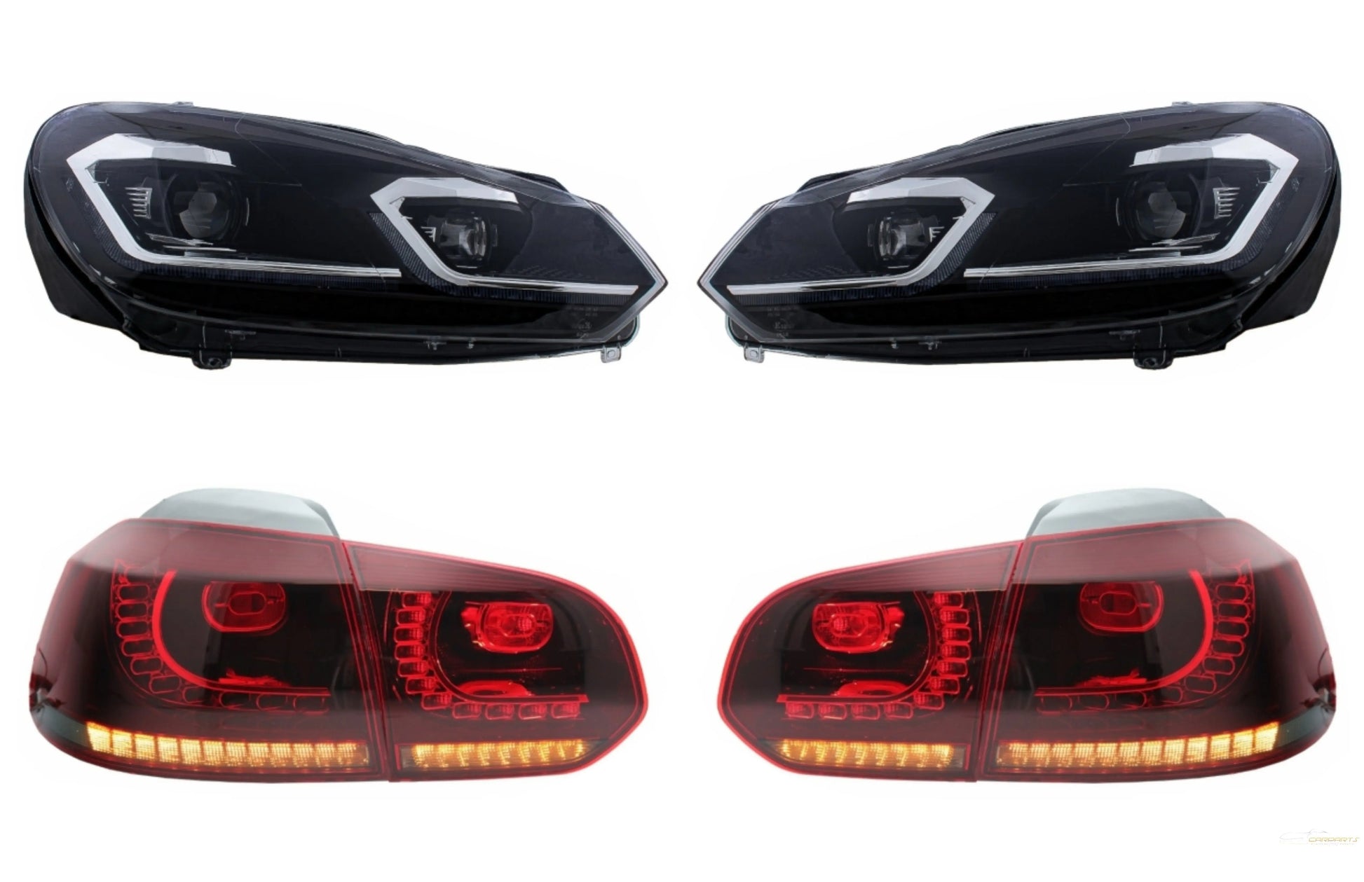 LED Scheinwerfer Und Rückleuchten Passend Für VW Golf 6 VI (2008-2013) Mit Facelift G7.5 Look Silber Fließend Dynamischer Sequenzieller Blinker LHD KITT