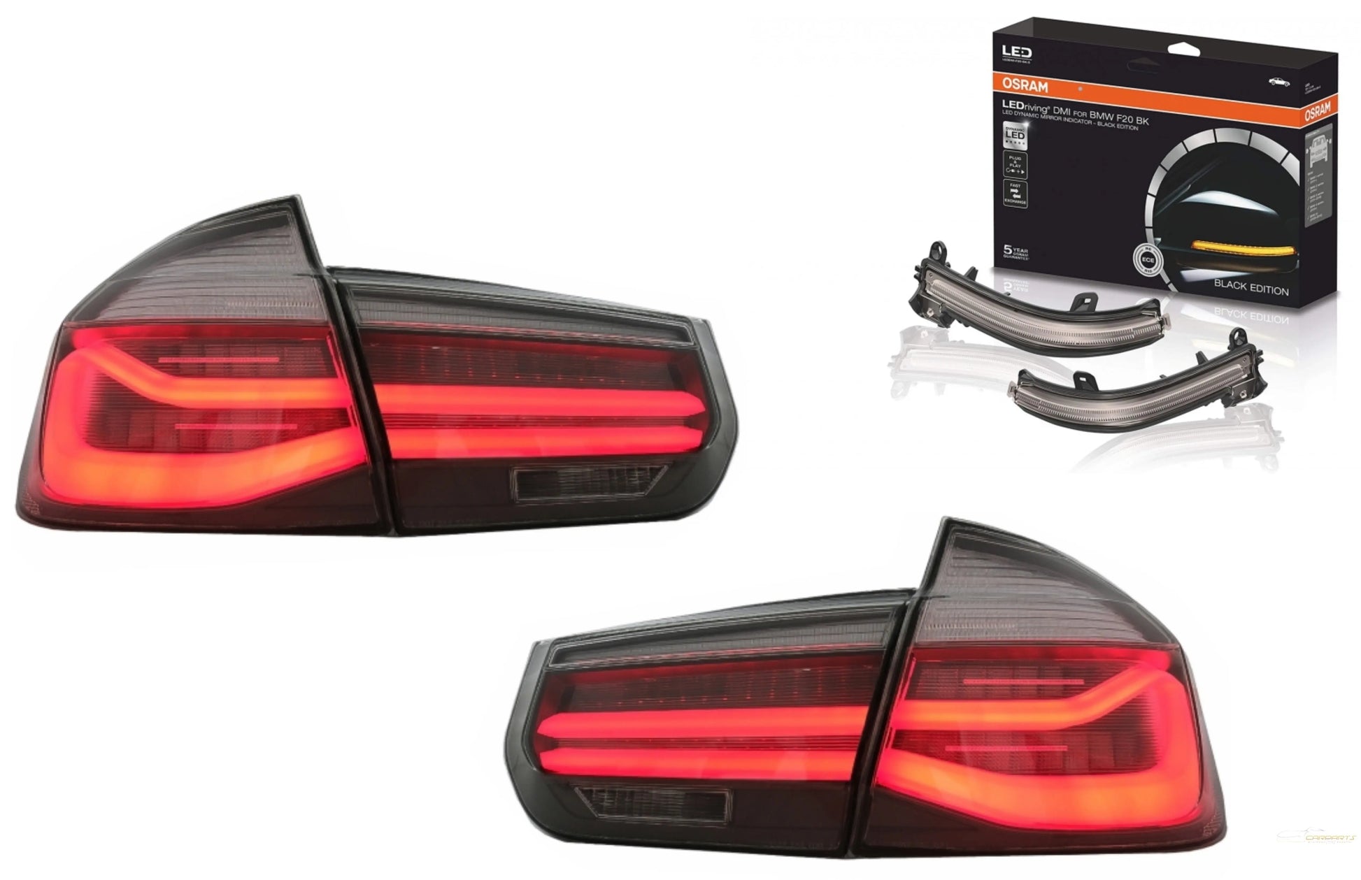 Lightning Umrüstkit Auf LCI Design LED Rückleuchten Und Spiegelblinker Passend Für BMW 3er F30 (2011-2019) Mit Dynamischem Kurvenlicht KITT Specials