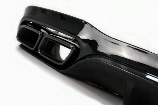 Luftdiffusor Für Die Hintere Stoßstange Mit Auspuffendrohren Passend Für Mercedes E-Klasse W213 (2016-Up) E63 Design Ganz In Schwarz KITT