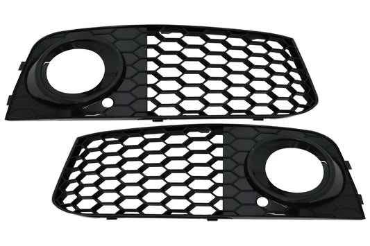 Nebelscheinwerferabdeckungen Seitengitter Passend Für Audi A4 B8 8k (2007-2011) RS4 Look Glossy Black Edition KITT Specials