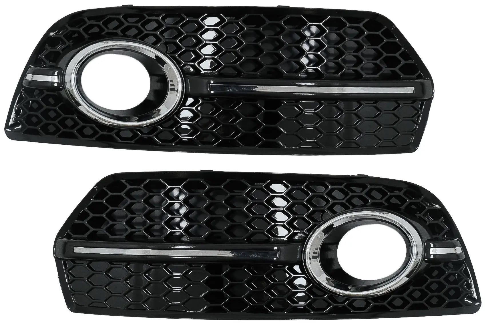 Nebelscheinwerferabdeckungen Seitengitter Passend Für Audi Q5 SUV 8R (2008-2011) RS Design Piano Black Chrome KITT