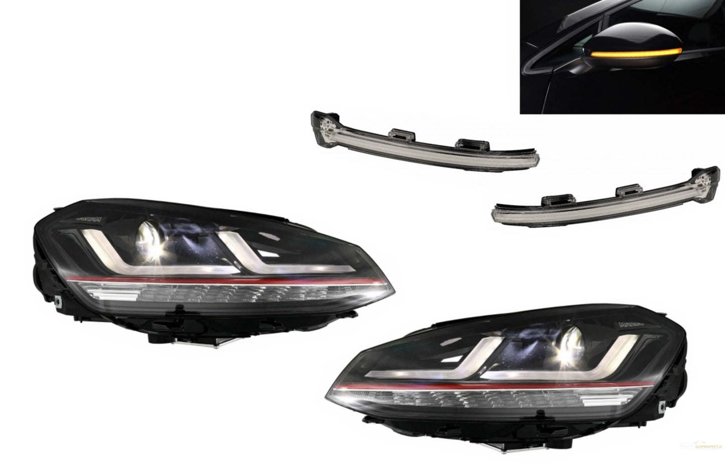 Osram Voll-LED-Scheinwerfer Mit Dynamischen Spiegelblinkern Geeignet Für Oder VW Golf 7 VII (2012-2017) Rot GTI Upgrade Xenon&Halogen Osram