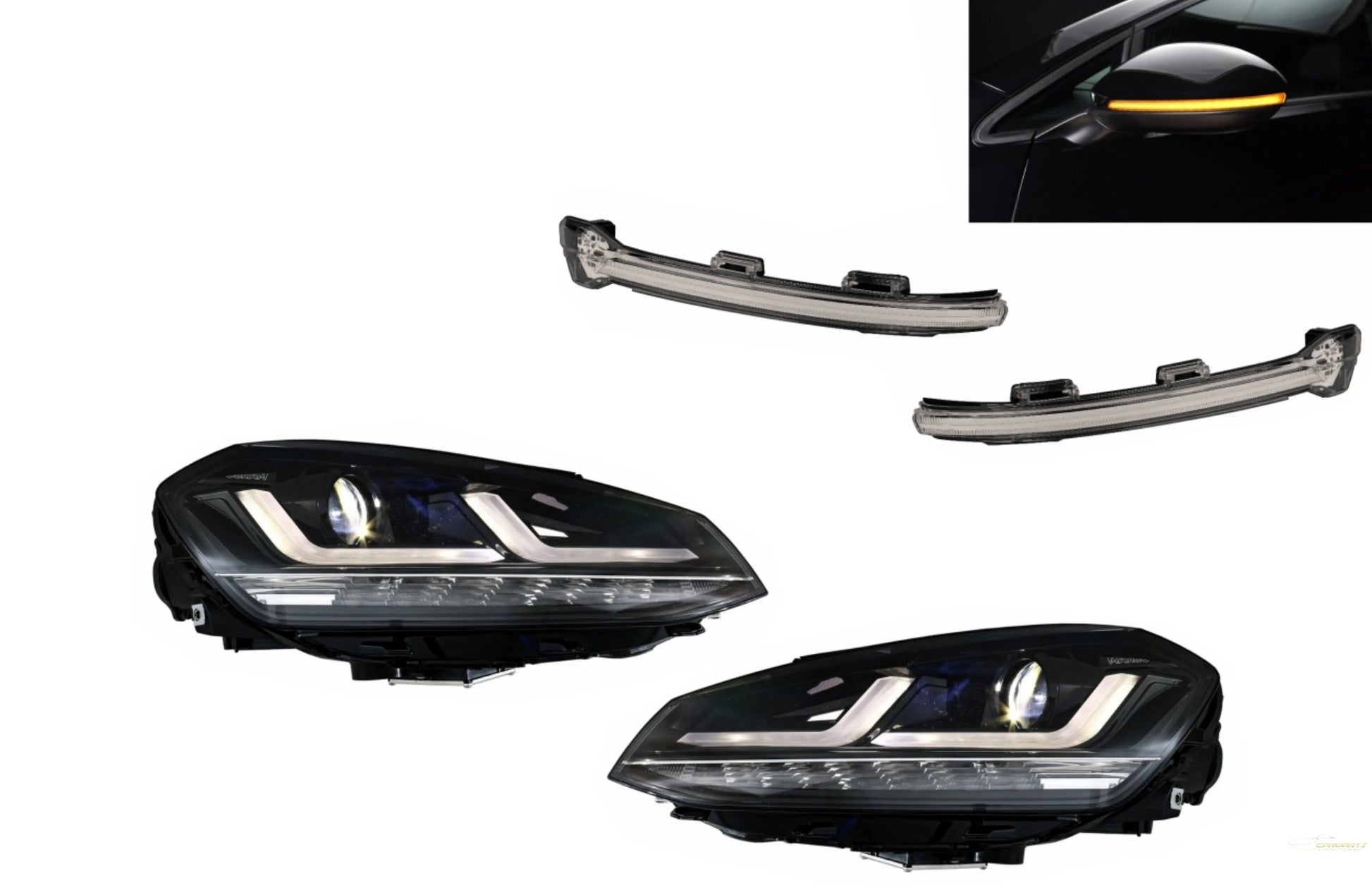 Osram Voll-LED-Scheinwerfer Mit Dynamischen Spiegelblinkern Passend Für VW Golf 7 VII (2012-2017) Schwarz Upgrade Osram