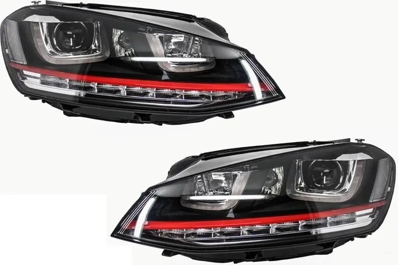 RHD Scheinwerfer 3D LED Tagfahrlicht Geeignet Für VW Golf 7 VII (2012-2017) Rot R20 GTI Look LED Fließende Dynamische Sequentielle Blinker KITT