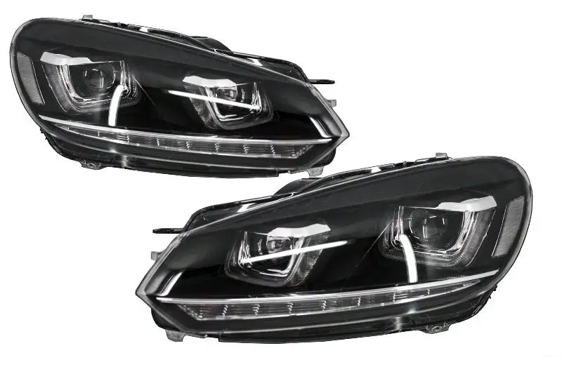 RHD Scheinwerfer Chrom Mit Rückleuchten Voll LED Passend Für VW Golf 6 VI (2008-2013) LED Fließendes Abbiegelicht R20 U-Design KITT