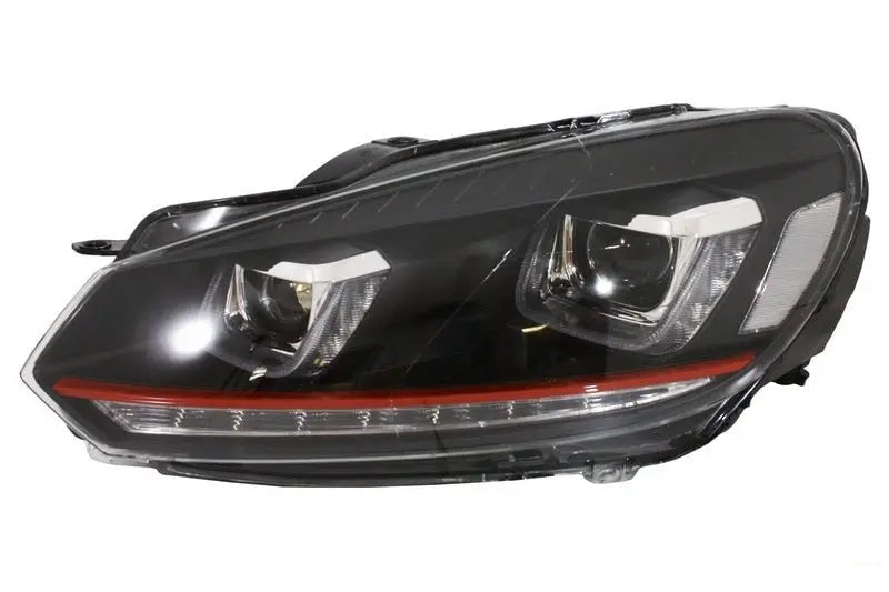 Rechtslenker-Scheinwerfer Geeignet Für VW Golf 6 VI (2008-2013) Golf 7 3D-LED-TFL-U-Design-LED-Fluss-Drehlicht Mit Rotem Streifen KITT
