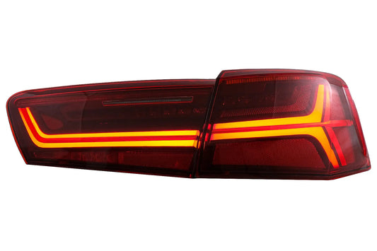 Rückleuchten Voll-LED Passend Für Audi A6 4G C7 Limousine (2011-2014) Rot/Klar Facelift Design Mit Sequentiellen Dynamischen Blinkern KITT
