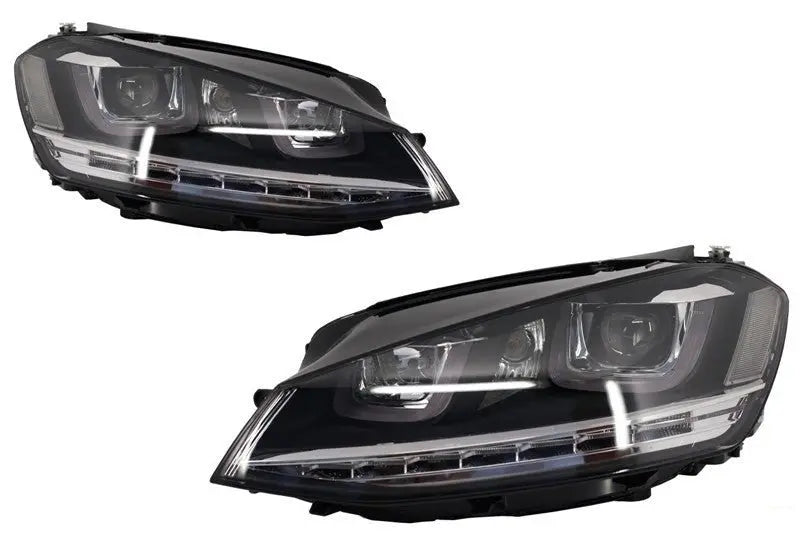 Scheinwerfer 3D LED Tagfahrlicht Geeignet Für VW Golf 7 VII (2012-2017) Silber R-Line LED Fließende Dynamische Sequentielle Blinker KITT