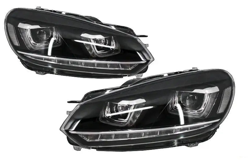 Scheinwerfer Chrom Und Rückleuchten Kirschrot Voll LED Passend Für VW Golf 6 VI (2008-2013) R20 U Design Dynamisches Sequentielles Abbiegelicht LHD KITT