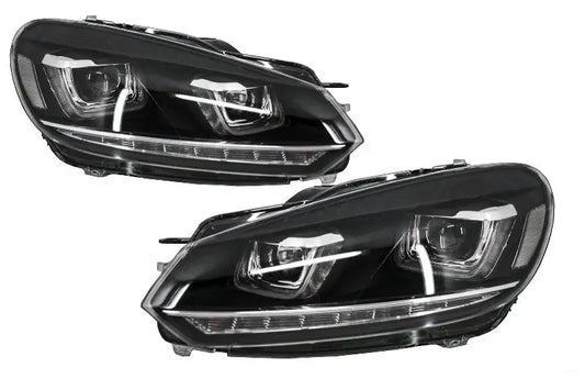 Scheinwerfer Chrom Und Rückleuchten Kirschrot Voll LED Passend Für VW Golf 6 VI (2008-2013) R20 U Design Dynamisches Sequentielles Abbiegelicht LHD KITT