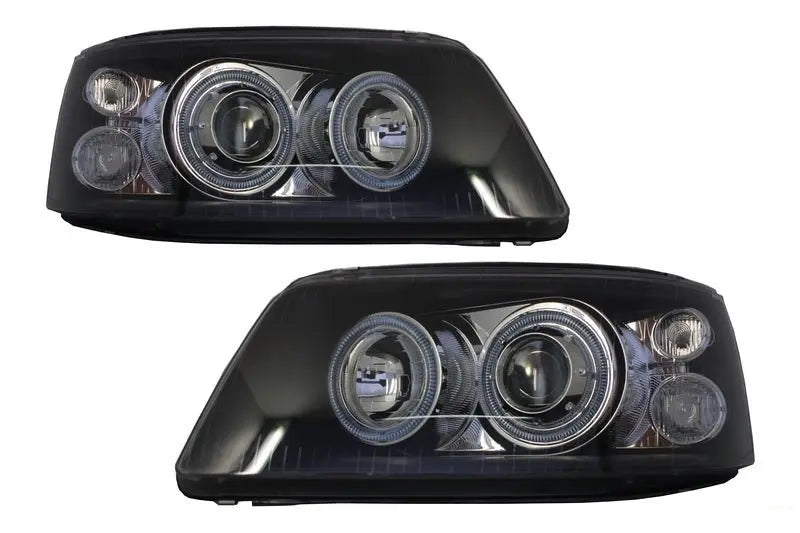 Scheinwerfer Dual Halo Felgen Passend Für VW Transporter T5 (04.2003-08.2009) Angel Eyes Schwarz KITT Lightning