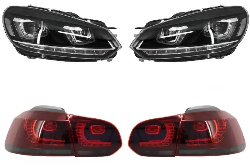 Scheinwerfer Geeignet Für VW Golf 6 VI (2008-2013) Golf 7 3D LED Drl U-Design Fließendes Abbiegelicht Mit Rückleuchten Voll LED R20 KITT
