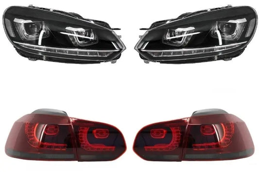 Scheinwerfer Geeignet Für VW Golf 6 VI (2008-2013) Golf 7 3D LED Drl U-Design Fließendes Abbiegelicht Mit Rückleuchten Voll LED R20 KITT