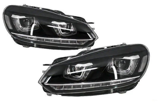 Scheinwerfer Geeignet Für VW Golf 6 VI (2008-2013) Golf 7 3D LED Drl U-Design Fließendes Abbiegelicht Mit Rückleuchten Voll LED R20 KITT