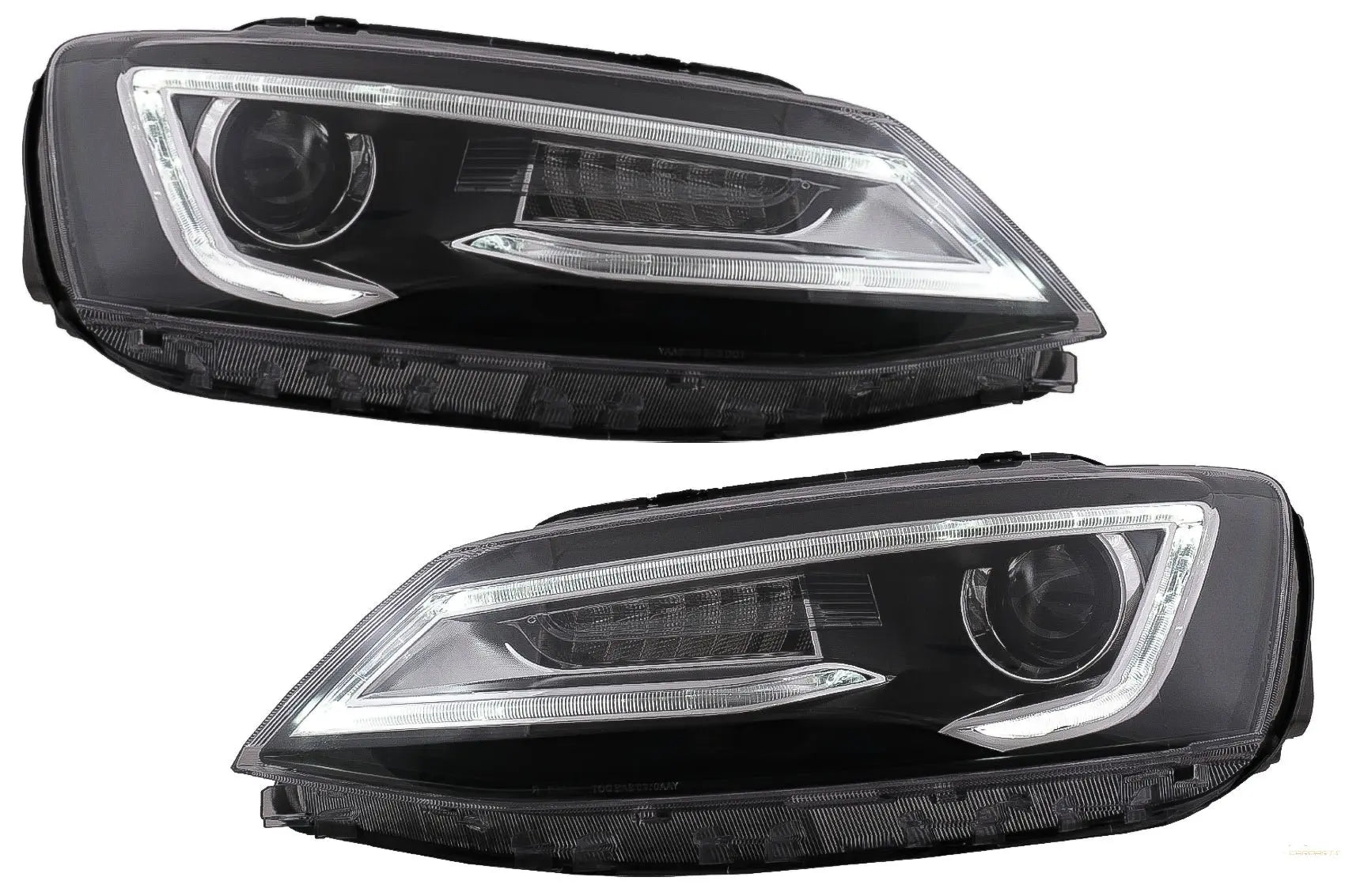 Scheinwerfer LED Tagfahrlicht Dual Beam Linse Passend Für VW Jetta Mk6 VI (2011-2017) RHD Bi-Xenon Design Mit Dynamischen Blinkern Schwarzes Gehäuse KITT