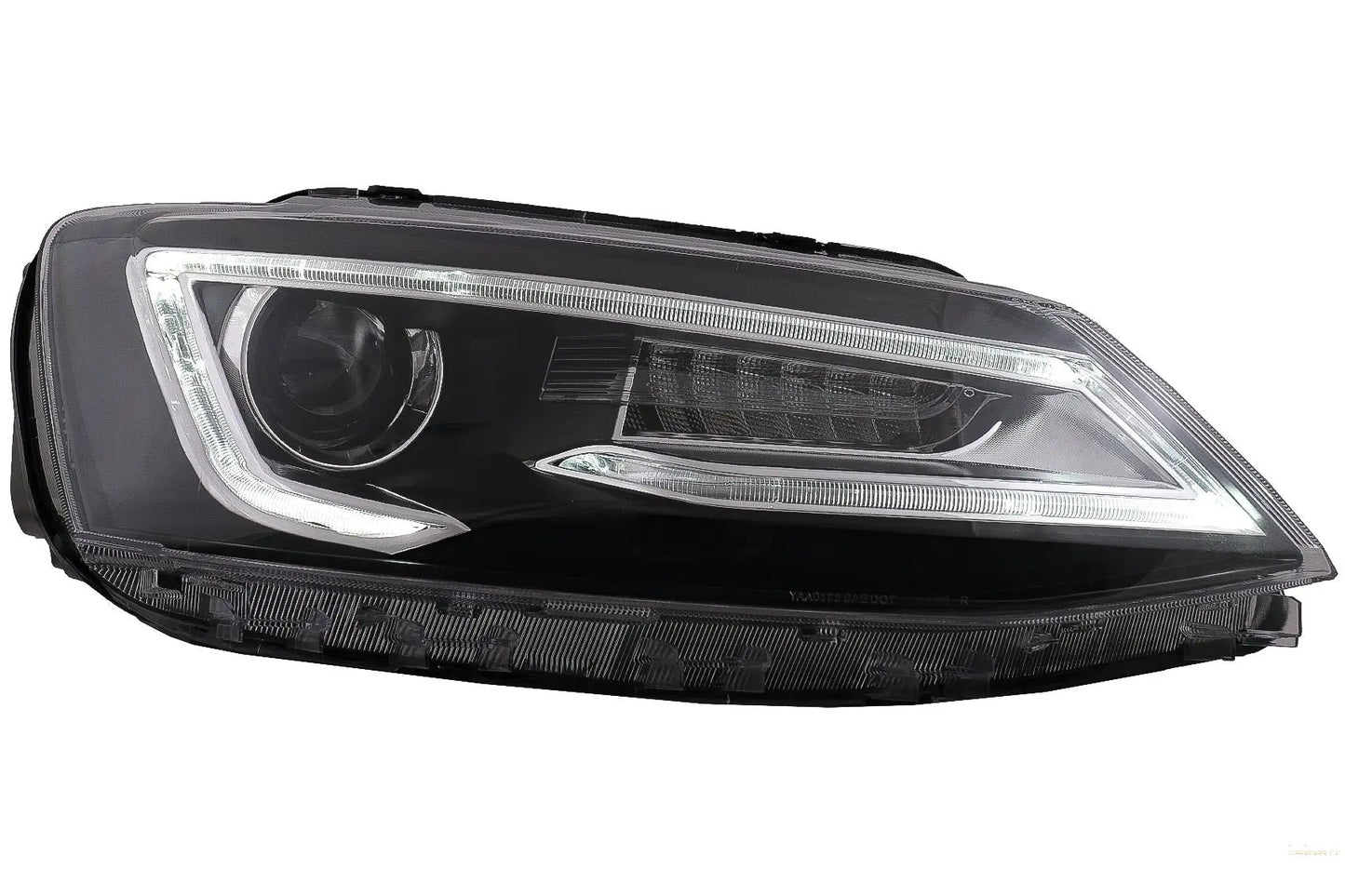 Scheinwerfer LED Tagfahrlicht Dual Beam Linse Passend Für VW Jetta Mk6 VI (2011-2017) RHD Bi-Xenon Design Mit Dynamischen Blinkern Schwarzes Gehäuse KITT