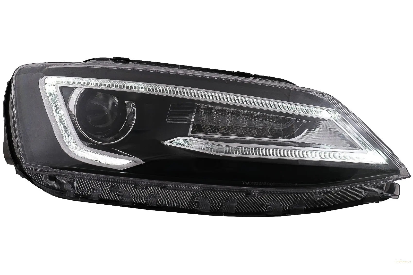 Scheinwerfer LED Tagfahrlicht Dual Beam Linse Passend Für VW Jetta Mk6 VI (2011-2017) RHD Bi-Xenon Design Mit Dynamischen Blinkern Schwarzes Gehäuse KITT