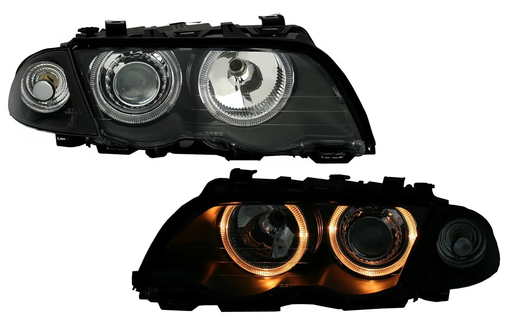Scheinwerfer Passend Für BMW 3er E46 Limousine Touring (05.1998-08.2001) Angel Eyes Schwarz KITT Lightning