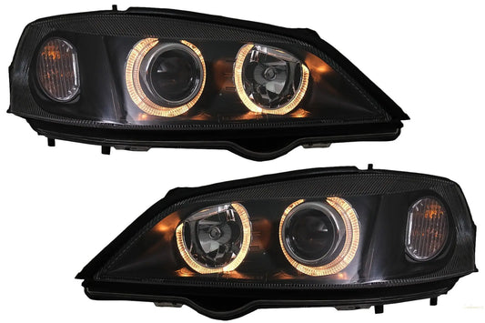 Scheinwerfer Passend Für Opel Astra G (09.1997-02.2004) Halo Felgen Lampen Schwarz KITT Lightning