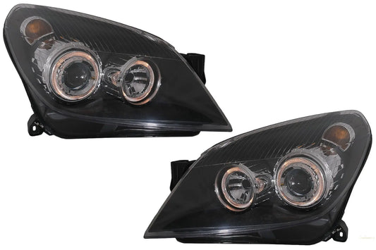 Scheinwerfer Passend Für Opel Astra H (03.2004-2009) Angel Eyes 2 Halo Felgen Schwarz KITT Lightning