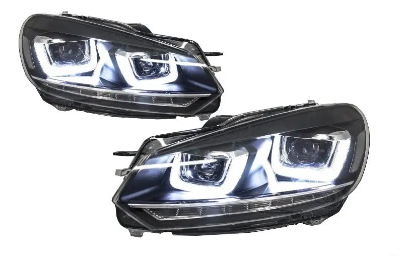 Scheinwerfer Passend Für VW Golf 6 VI (2008-2013) Golf 7 3D LED Tagfahrlicht U-Design LED Fließendes Abbiegelicht Chrom RHD KITT