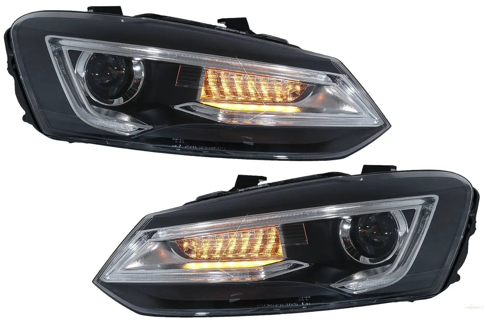 Scheinwerfer Passend Für VW Polo Mk5 6R 6C 61 (2011-2017) LED Lichtleiste Devil Eye Look RHD KITT