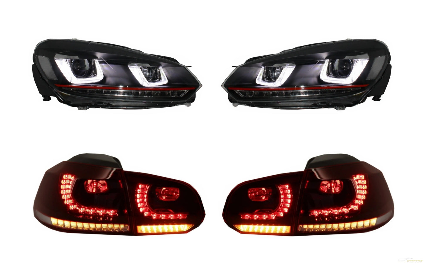 Scheinwerfer Und Rückleuchten Full LED Passend Für VW Golf 6 VI (2008-2013) R20 U Design Dynamisches Sequentielles Abbiegelicht LHD KITT