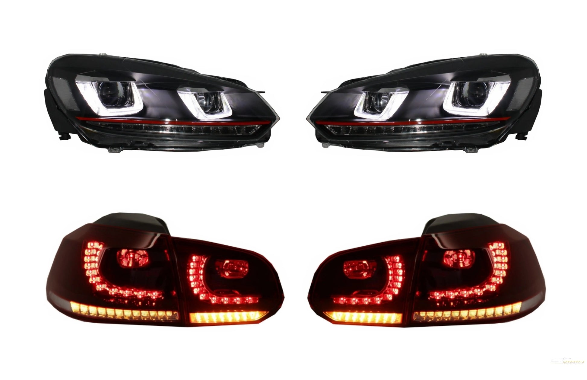 Scheinwerfer Und Rückleuchten Full LED Passend Für VW Golf 6 VI (2008-2013) R20 U Design Dynamisches Sequentielles Abbiegelicht LHD KITT