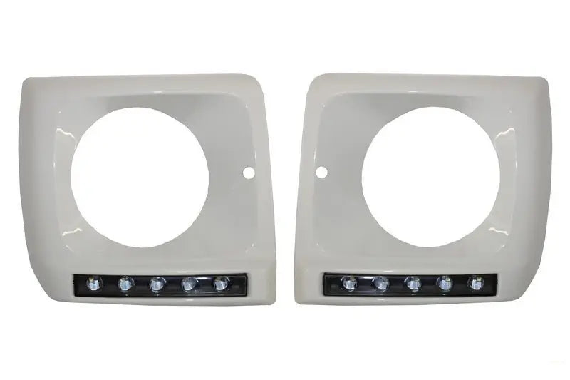 Scheinwerferabdeckungen Weiß Mit LED Tagfahrlicht Passend Für Mercedes G-Klasse W463 (1989-2012) G65 Design KITT