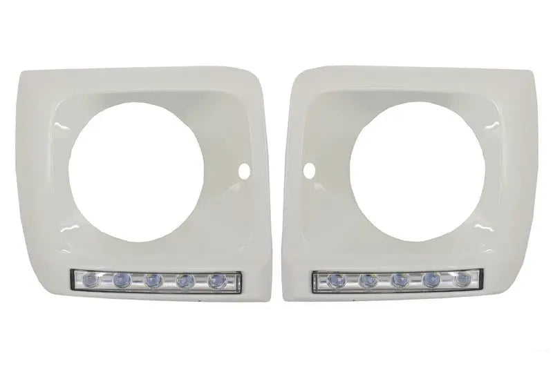 Scheinwerferblenden Weiß Mit LED Tagfahrlicht Passend Für Mercedes G-Klasse W463 (1989-2012) G65 Design Chrom KITT