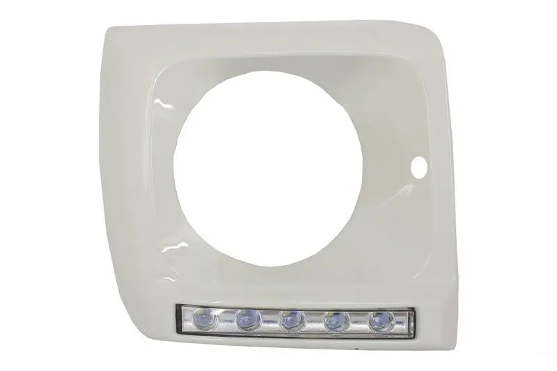 Scheinwerferblenden Weiß Mit LED Tagfahrlicht Passend Für Mercedes G-Klasse W463 (1989-2012) G65 Design Chrom KITT
