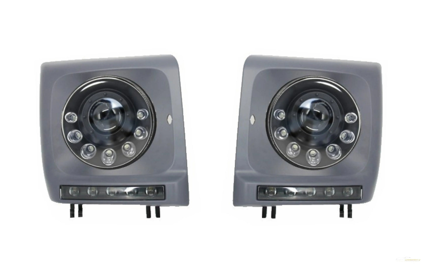 Schwarze Bi-Xenon-Look-LED-Scheinwerfer Und Tagfahrlichtabdeckungen Passend Für Mercedes G-Klasse W463 (1989-2012) KITT