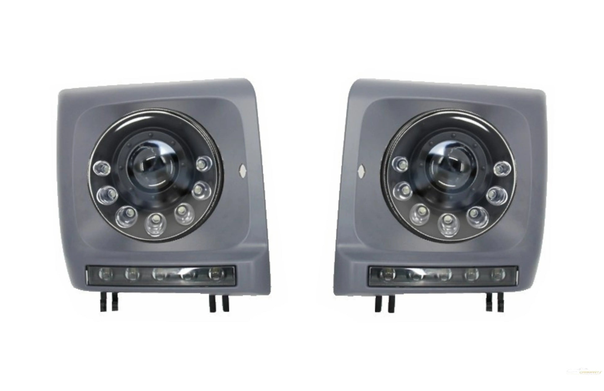 Schwarze Bi-Xenon-Look-LED-Scheinwerfer Und Tagfahrlichtabdeckungen Passend Für Mercedes G-Klasse W463 (1989-2012) KITT