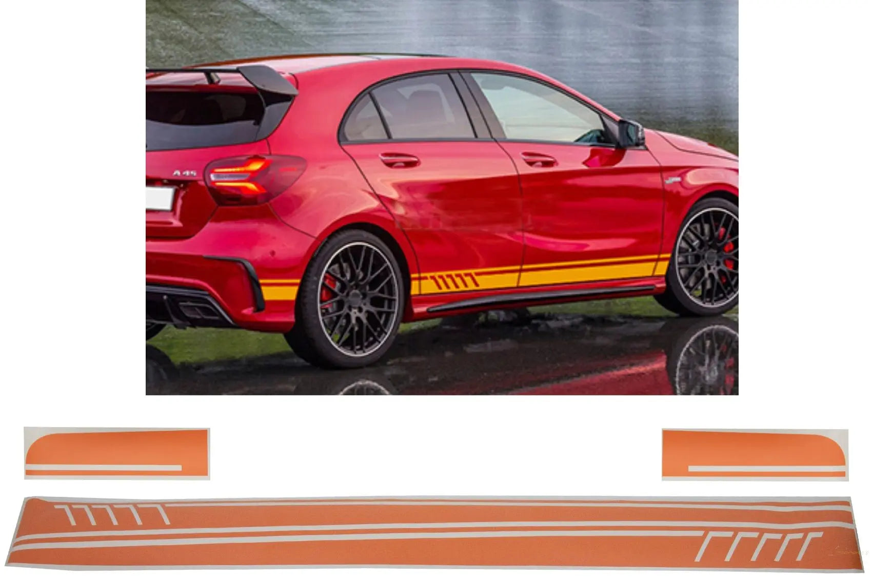 Seitenaufkleber Vinyl Matt Orange Passend Für Mercedes Benz C238 Coupé W212 W213 E200 E300 E350 E46 E63 C207 A207 KITT