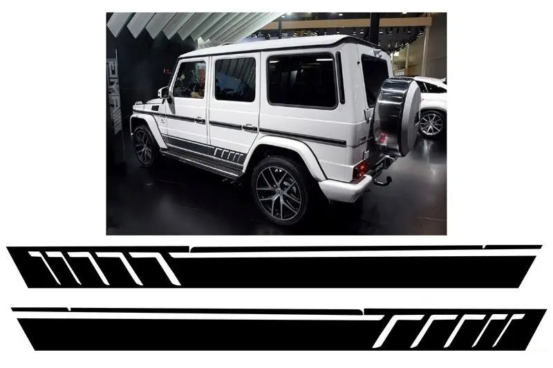 Seitenaufkleber Vinyl Matt Schwarz Passend Für Mercedes G-Klasse W463 (1989-2017) KITT