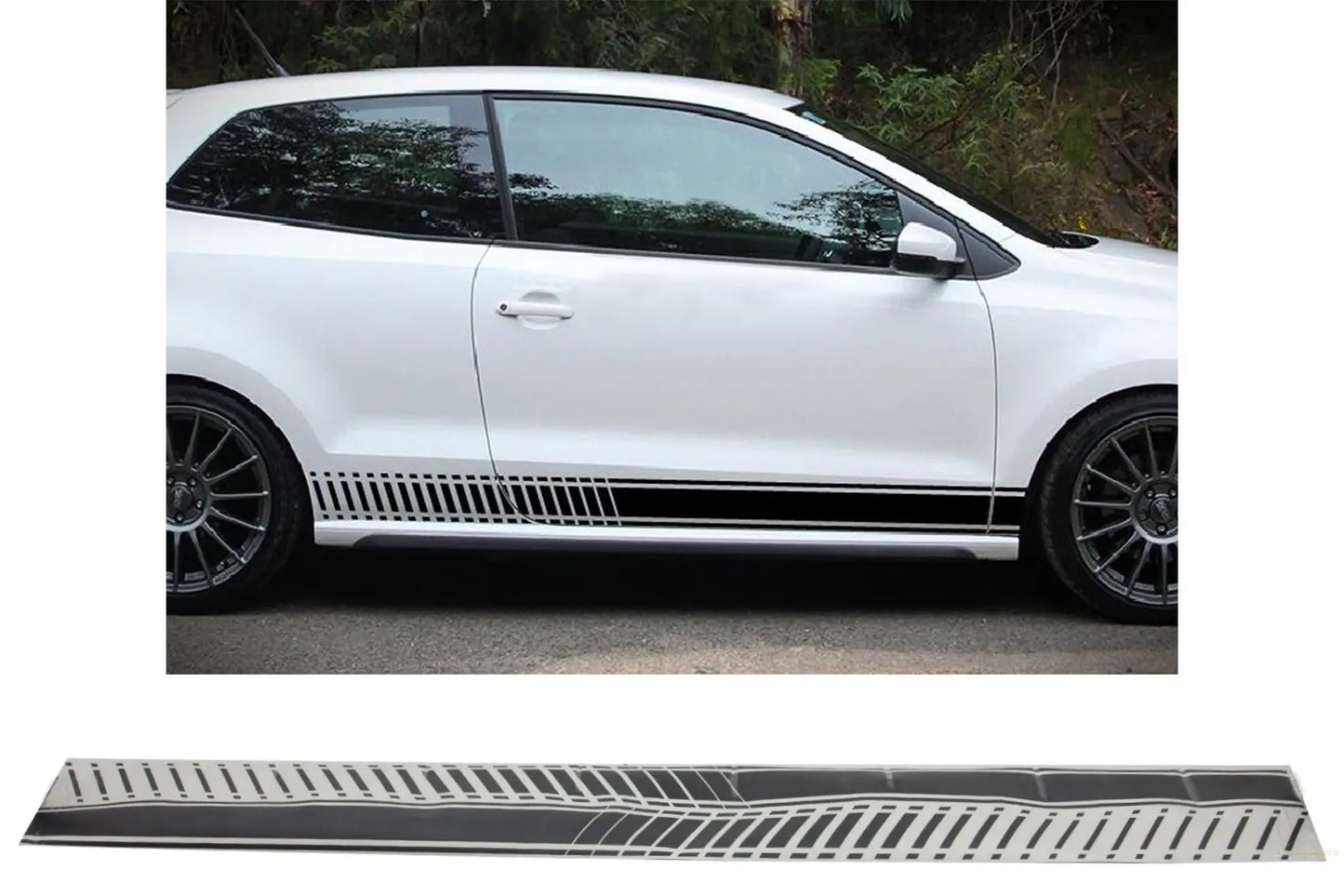 Seitenaufkleber Vinyl Matt Schwarz Passend Für VW Polo Golf 5 6 7 V Vi VII (2003) KITT